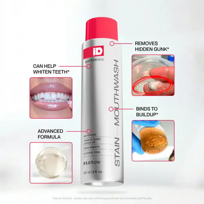 Enjuague bucal quitamanchas, limpieza profunda, mentolado y de larga duración.